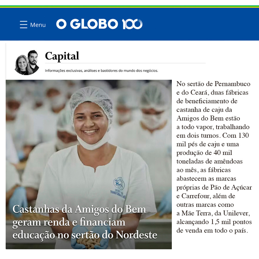 Castanhas da Amigos do Bem geram renda e financiam educação no sertão do Nordeste